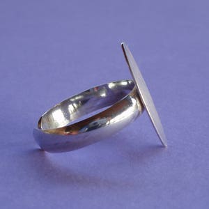 Support de bague en argent massif .925, anneau lisse, plateau 20 mm x 7 mm image 2