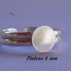 Support de bague en argent massif .925, plateau plat rond 8 mm image 1