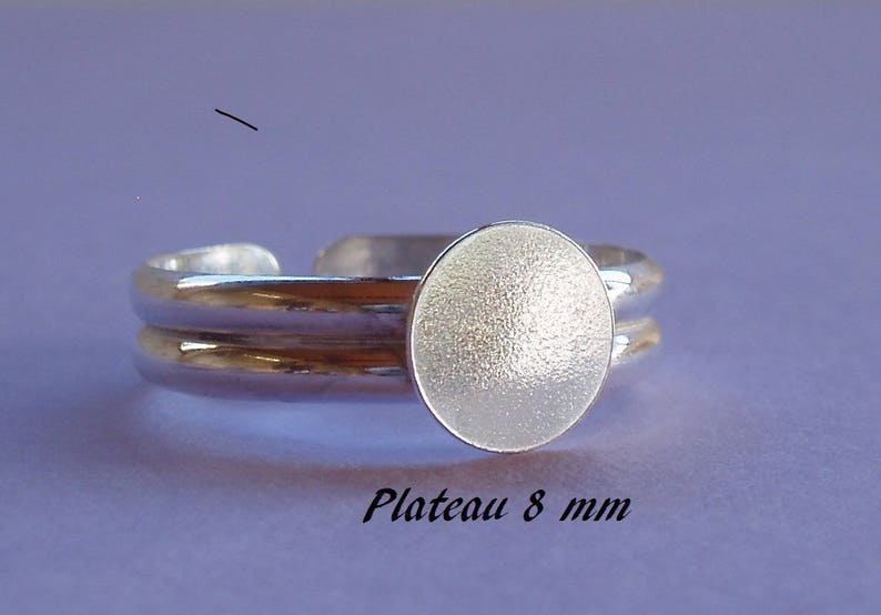 Support de bague en argent massif .925, plateau plat rond 8 mm image 1