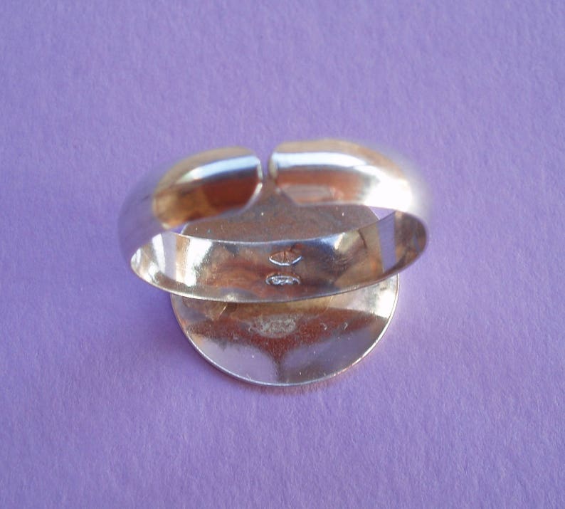 Soporte de anillo de plata maciza .925, anillo liso, bandeja de 16 mm imagen 3