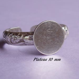 Solid .925 silver leaf ring, flat top 10 mm