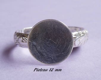 ring in sterling silver. 925, pattern sheets, 12 mm flat top