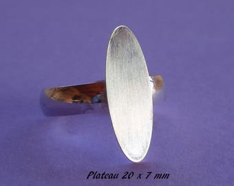 Anillo de soporte en plata de ley. 925, anillo liso, placa 20 x 7 mm