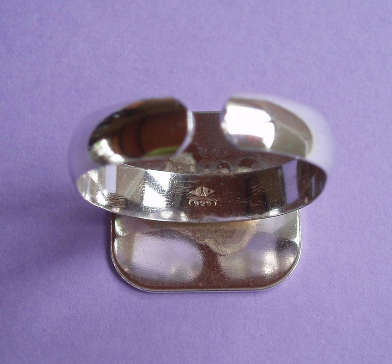 Support de bague en argent massif .925, anneau lisse, plateau 16 x 16 mm image 3