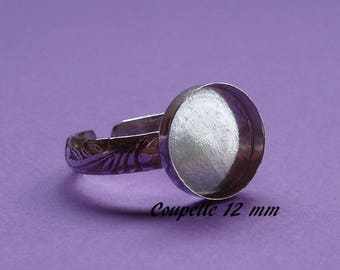 Ring in silver. 925, pattern sheets, 12 mm round tray-dish