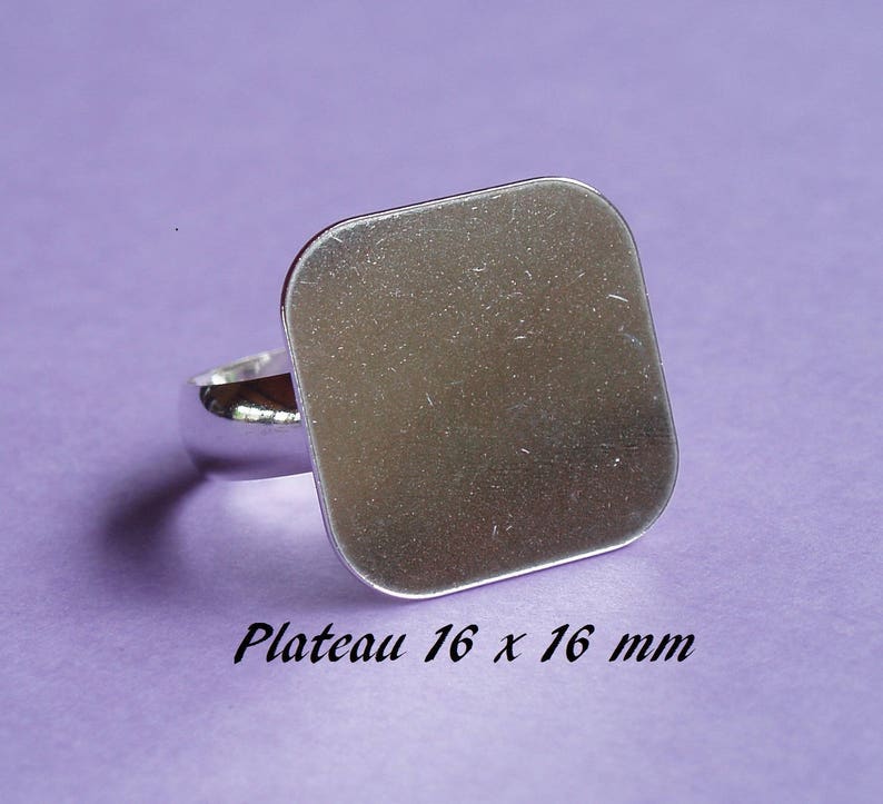Ringhalter aus sterling Silber .925, glatter Ring, Platte 16 x 16 mm Bild 1