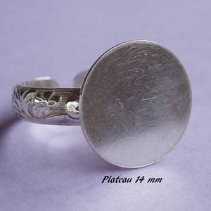 ring in sterling silver. 925, pattern sheets, 14 mm flat top