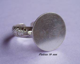 ring in sterling silver. 925, pattern sheets, 14 mm flat top