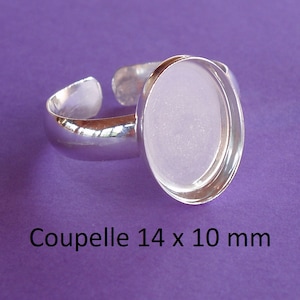 .925 Silber Ringbasis, glatter Ring, 14 x 10 mm Tassenablage