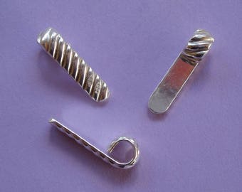 Set of 3 handmade .925 solid silver bails, ribbed appearance