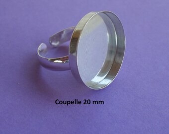 Support de bague, anneau lisse, plateau-coupelle rond 20 mm