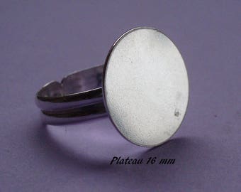 Support de bague en argent massif .925, plateau plat rond 16 mm