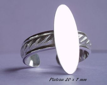 Ring in sterling silver.925 classic design, flat oval 20 x 7 mm