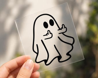 Funny Middle Finger Ghost Vinyl Sticker