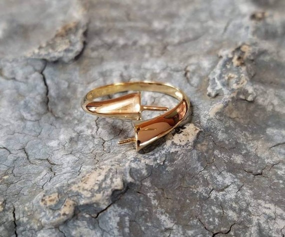 Buy 925 Sterling Silver Gold Double Pearl Adjustable Ring Mount