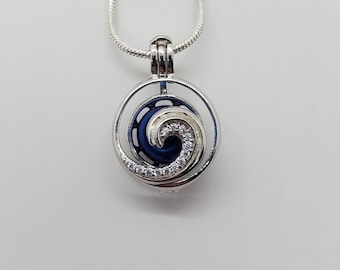 Sterling Silver Ocean Wave Pearl Cage Pendant with 20 Inch Sterling Silver Chain (Pearl NOT Included)