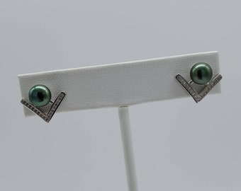 ABSTAND! 925 Sterling Silber Olive Knopf Perle Ohrstecker