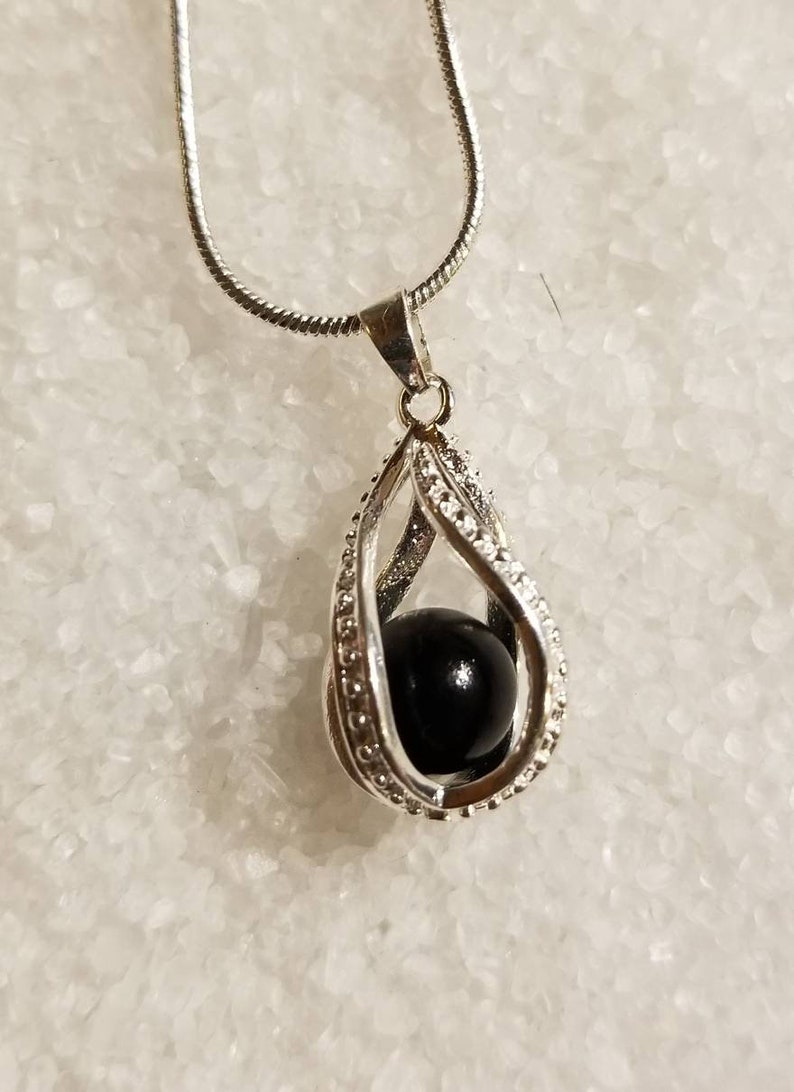 Silver Plated Twist Drop Pearl Cage Pendant With Bendable Etsy