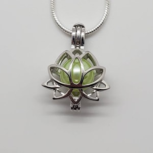 925 Sterling Silver Lotus Flower Pearl Cage Pendant with 20" Sterling Silver Chain (Pearls NOT Included)