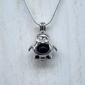 925 Sterling Silver Penguin Pearl Cage Pendant with 20 inch 925 Sterling Chain (Pearls NOT Included)