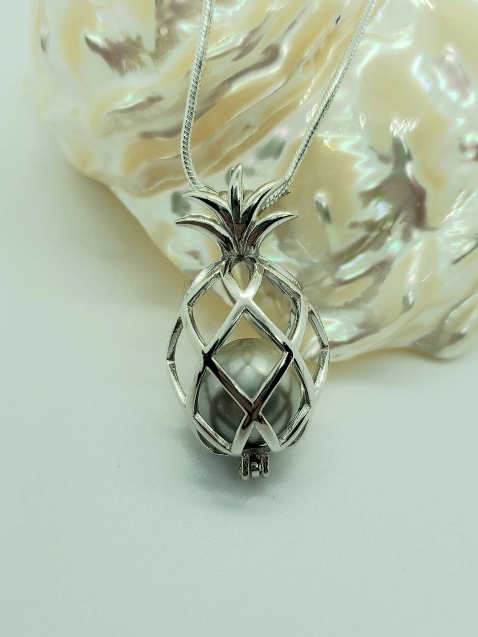 Pearl Cage Pendant, Wish Pearl Heart Cage Real Pearl Pendant, Sterling 925 Silver Freshwater Pearl Jewelry, Pearl Pendant Necklace F1995-P