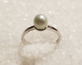 925 Sterling Silver Simple Adjustable Pearl Ring Mount (Perles NON incluses)