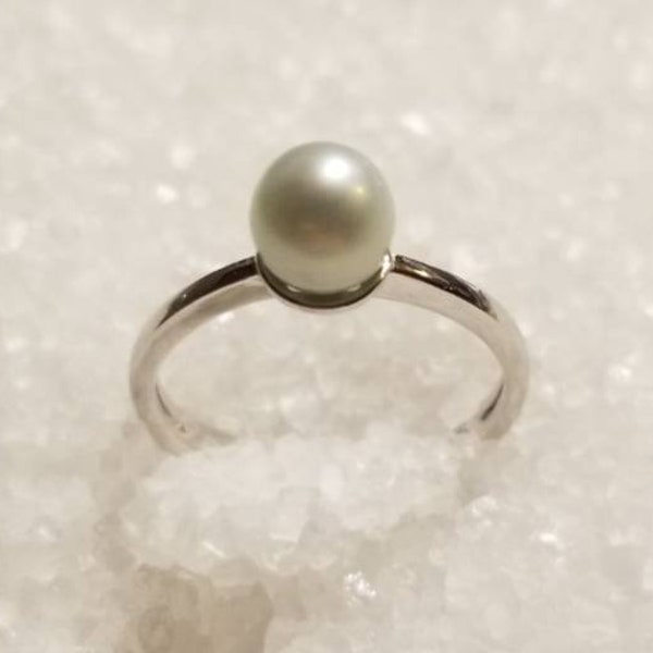 925 Sterling Silver Simple Adjustable Pearl Ring Mount (Pearls NOT Included)