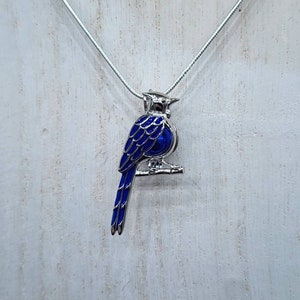 925 Sterling Silver Blue Jay Bird Pearl Cage Pendant with 20 inch 925 Sterling Chain Pearls NOT Included image 1
