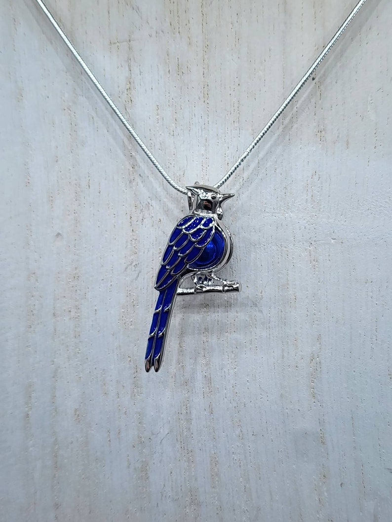 925 Sterling Silver Blue Jay Bird Pearl Cage Pendant with 20 inch 925 Sterling Chain Pearls NOT Included image 1