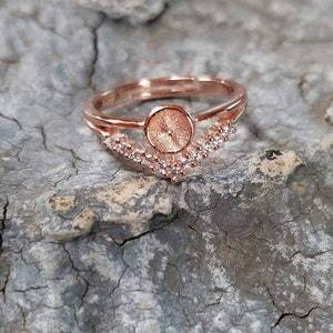 925 Sterling Silber Rose Gold &quot;&quot;V&quot;&quot; verstellbare Perle Ringhalterung (Perle NICHT Enthalten)&quot;