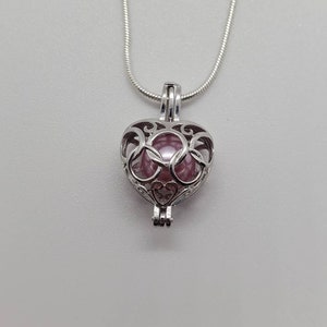 925 Sterling Silver Filigree Heart Pearl Cage Pendant with 20" 925 Sterling Silver Chain (Pearls NOT Included)