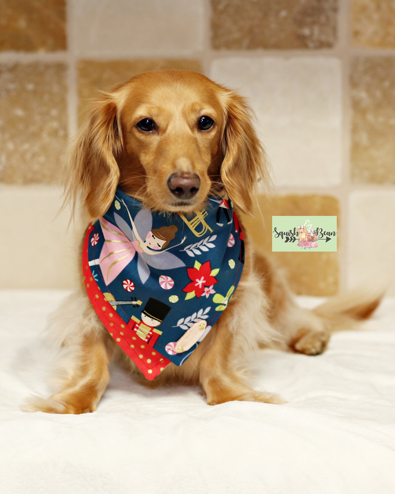 nutcracker ballet themed christmas layered tie around dog bandana-reversible & free personalization
