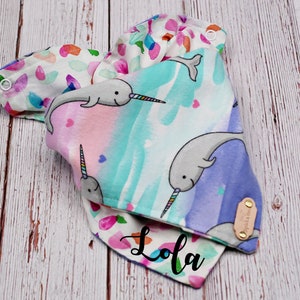 Narwhal Love Reversible and Layered Tie Around Dog Bandana-FREE Personalization!