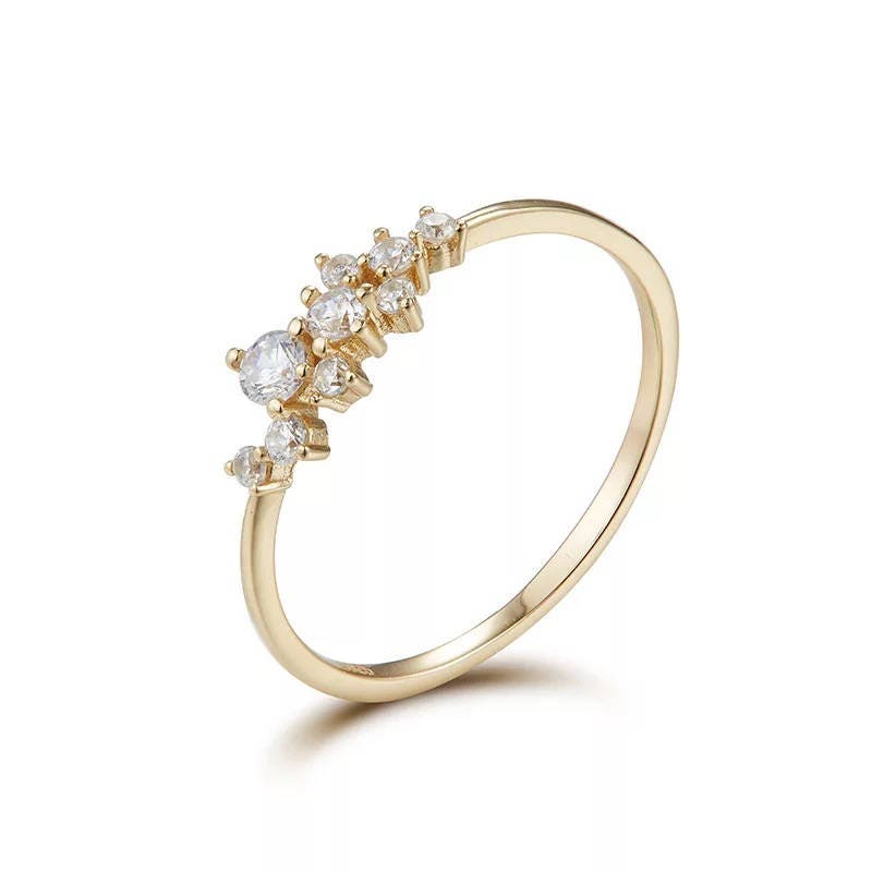Diamond Cluster Ring 14K Gold Cluster Ring November - Etsy Sweden