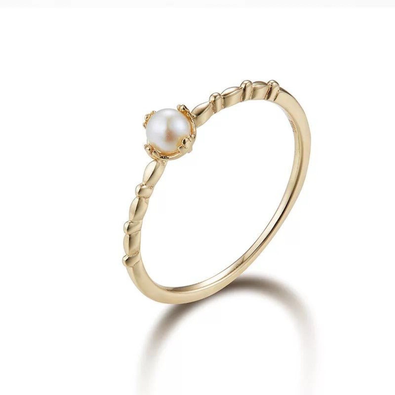 Pearl Ring Pearl Promise Ring Freshwater Pearl Ring Etsy