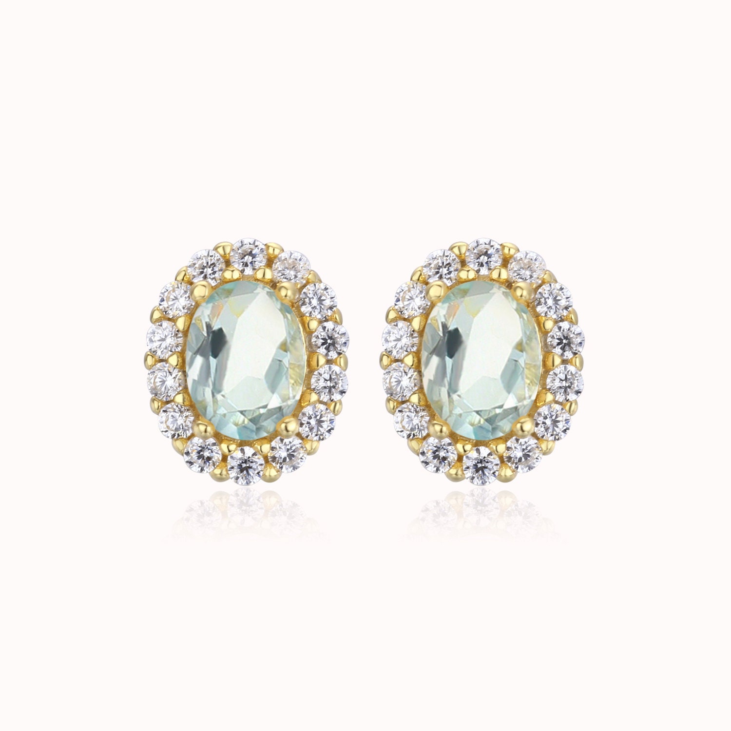 Aquamarine Earrings Gemstone Earring Studs Oval Earring | Etsy