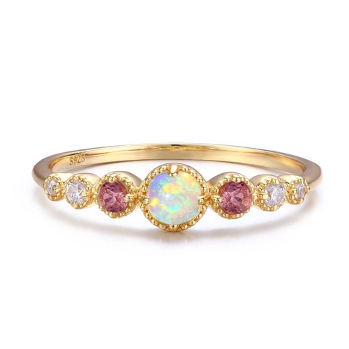 Opal Ring Tourmaline Ring October Birthstone Engagement - Etsy