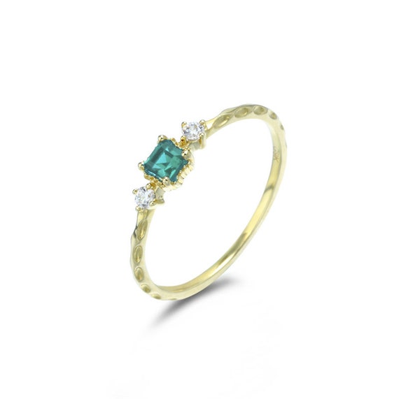 14k Gold Emerald Ring Emerald Jewelry Dainty Emerald Ring | Etsy