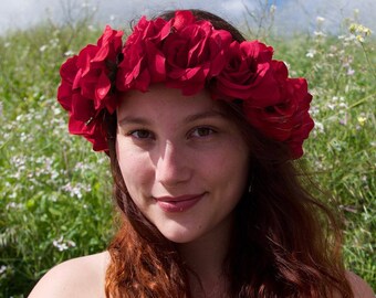 Grande Rose Chaud Orange Rose Fleur Guirlande Bandeau Cheveux Couronne Sugar Skull 4024 Grande Rose Chaud Orange Rose Fleur Guirlande Bandeau Cheveux Couronne Sugar Skull 4024