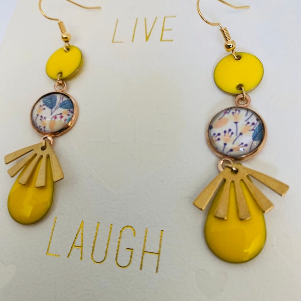 Boucles d'oreilles pendentifs jaunes