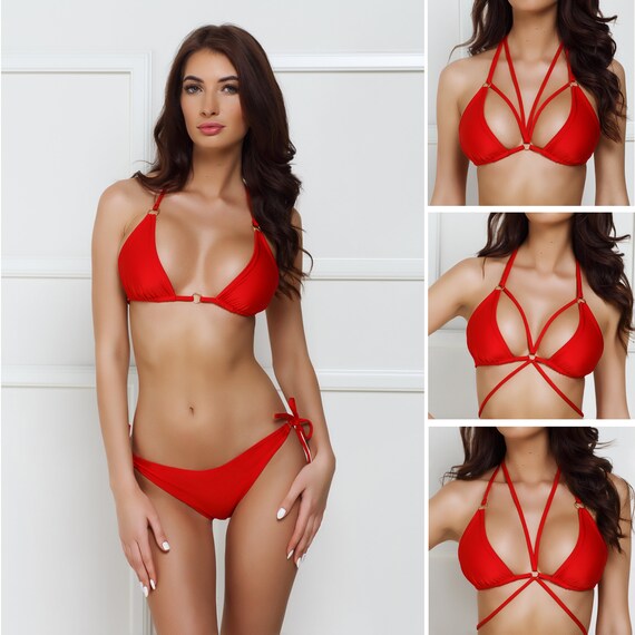 red bathing suit top