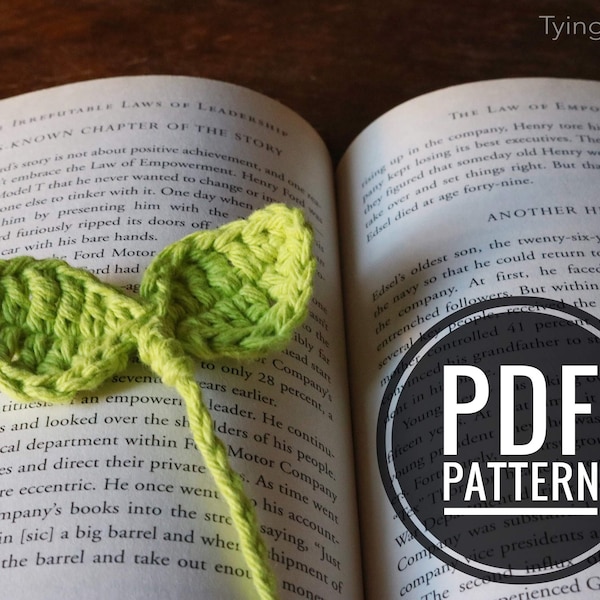 Budding Leaf Bookmark Pattern // PDF Pattern, Crochet Pattern, Cotton, Cotton Yarn, Home Goods, Crochet Bookmark, Bookmark, Cotton Bookmark