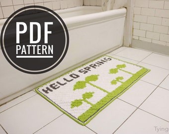 Hello Spring Bath Mat Crochet Pattern // PDF Pattern, Crochet, C2C, Corner-to-Corner, Home Goods, Rug, Floor Mat,Floor Rug, Spring