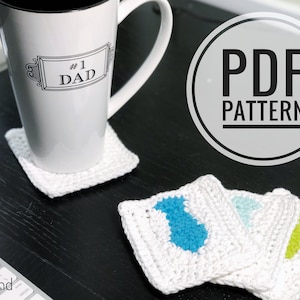 Necktie Coaster Pattern // PDF Pattern, Crochet Pattern, Father&#39;s Day, Cotton, Home Goods, Crochet Coaster, Gift Idea, Cotton Coaster