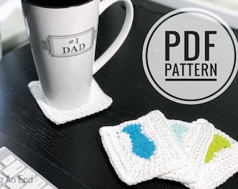 Necktie Coaster Pattern // PDF Pattern, Crochet Pattern, Father's Day, Cotton, Home Goods, Crochet Coaster, Gift Idea, Cotton Coaster