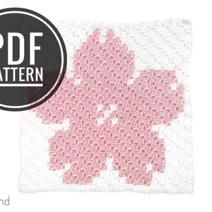 Cherry Blossom C2C Crochet Pattern // PDF Pattern, Crochet, C2C, Corner-to-Corner, Home Goods, Blanket, Flower, Square