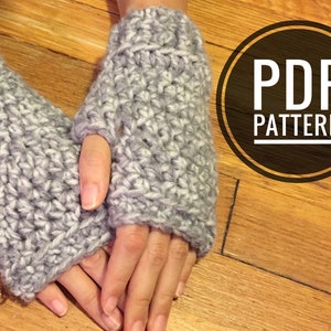 Chunky Wrist Warmer Crochet Pattern // PDF Pattern, Chunky Yarn Design, Home Goods, Fingerless Gloves, Fingerless Mitten Pattern