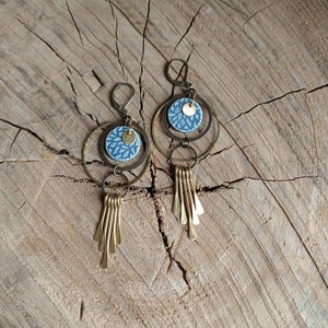 Boucles d'oreilles rondes et pendantes avec perles en céramique image 8