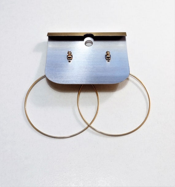 2 3/4" Thin Ring Long Hoops Pierced Post Stud Ear… - image 9