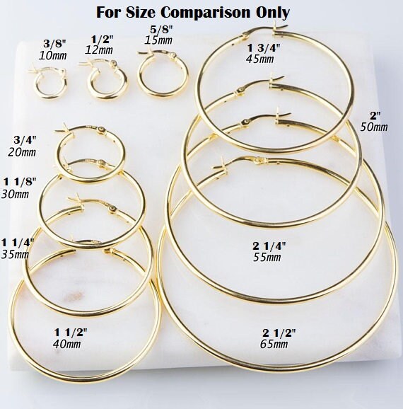 1 1/4" Gold Star 2mm Hoop Pierced Earrings 35mm S… - image 3